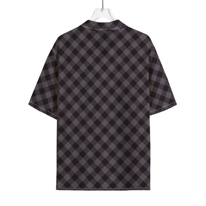 Grey Buffalo Plaid Pattern Print Rayon Hawaiian Shirt