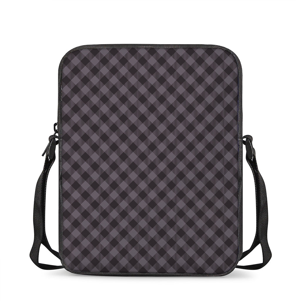 Grey Buffalo Plaid Pattern Print Rectangular Crossbody Bag