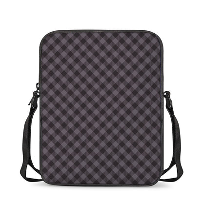Grey Buffalo Plaid Pattern Print Rectangular Crossbody Bag