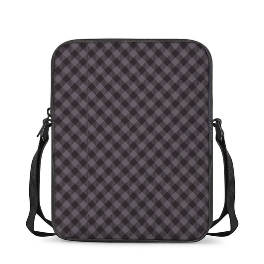 Grey Buffalo Plaid Pattern Print Rectangular Crossbody Bag