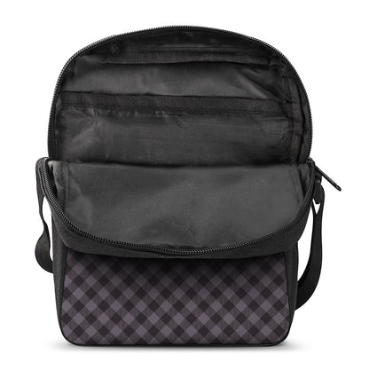 Grey Buffalo Plaid Pattern Print Rectangular Crossbody Bag