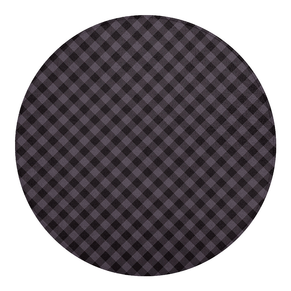 Grey Buffalo Plaid Pattern Print Round Blanket