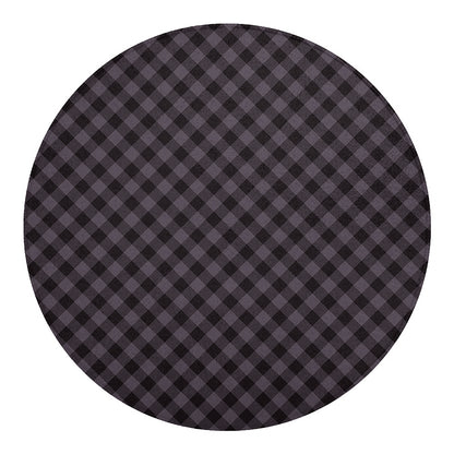 Grey Buffalo Plaid Pattern Print Round Blanket