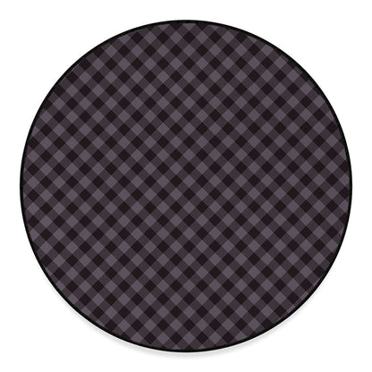 Grey Buffalo Plaid Pattern Print Round Floor Mat
