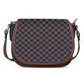 Grey Buffalo Plaid Pattern Print Saddle Bag