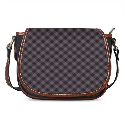 Grey Buffalo Plaid Pattern Print Saddle Bag