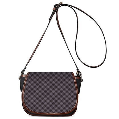 Grey Buffalo Plaid Pattern Print Saddle Bag
