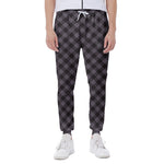 Grey Buffalo Plaid Pattern Print Scuba Joggers
