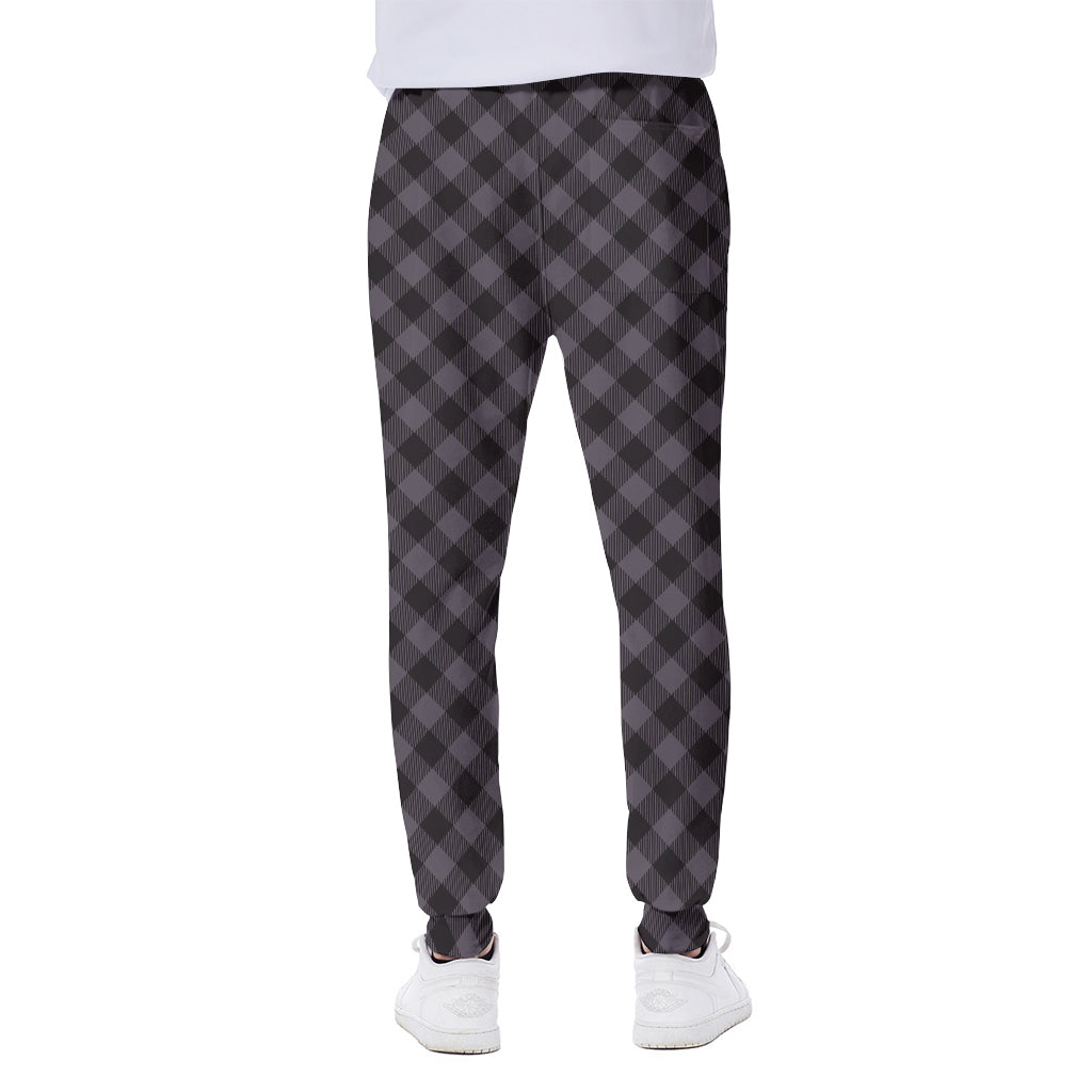Grey Buffalo Plaid Pattern Print Scuba Joggers