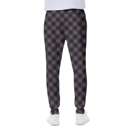 Grey Buffalo Plaid Pattern Print Scuba Joggers