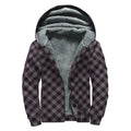 Grey Buffalo Plaid Pattern Print Sherpa Lined Zip Up Hoodie