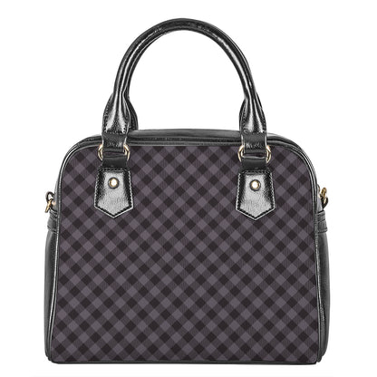 Grey Buffalo Plaid Pattern Print Shoulder Handbag