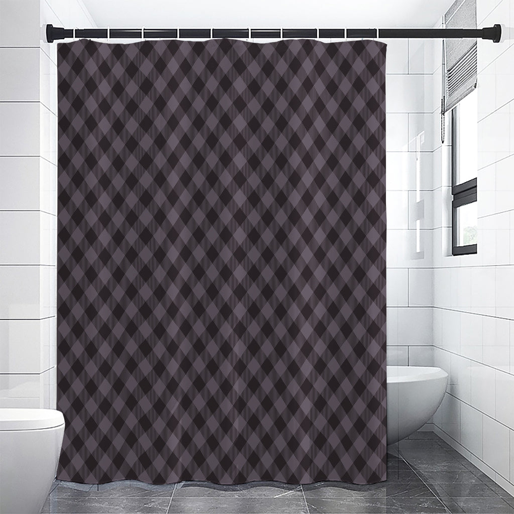 Grey Buffalo Plaid Pattern Print Shower Curtain