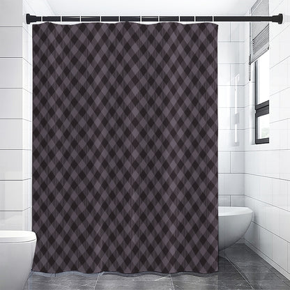 Grey Buffalo Plaid Pattern Print Shower Curtain