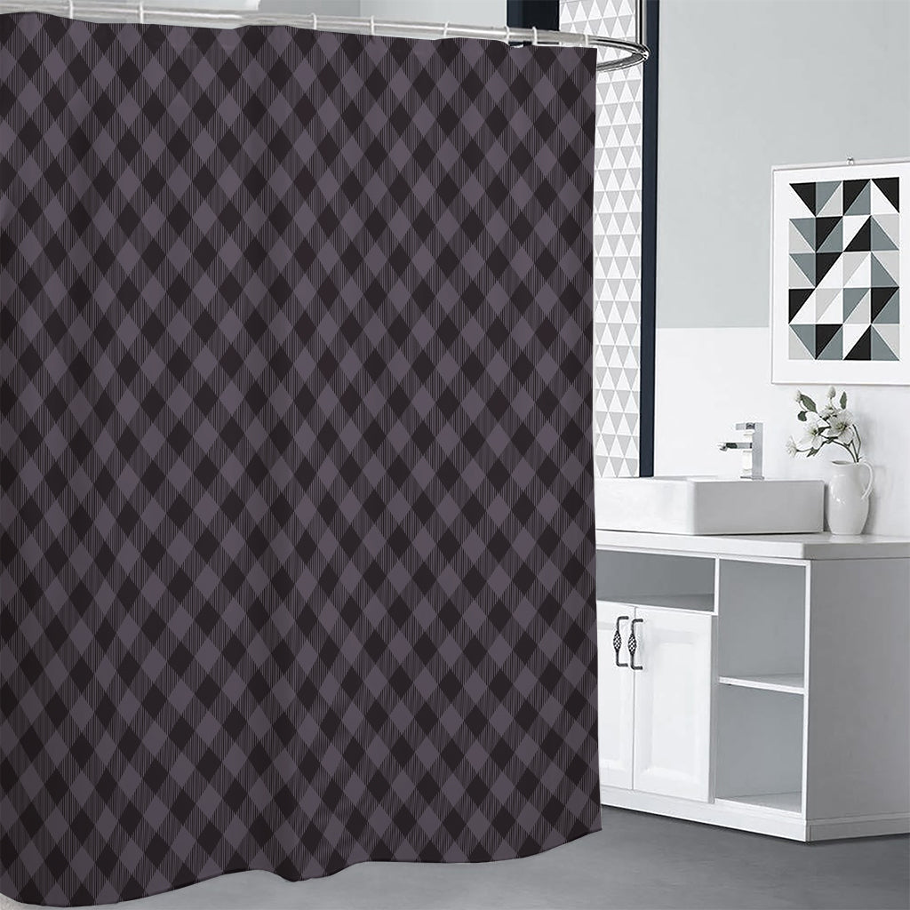 Grey Buffalo Plaid Pattern Print Shower Curtain