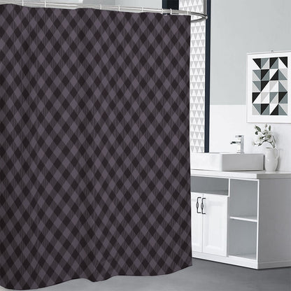 Grey Buffalo Plaid Pattern Print Shower Curtain