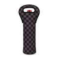 Grey Buffalo Plaid Pattern Print Single Neoprene Wine Tote