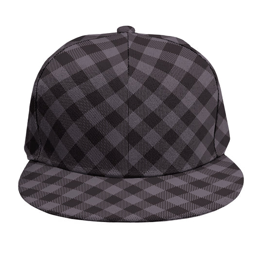 Grey Buffalo Plaid Pattern Print Snapback Cap