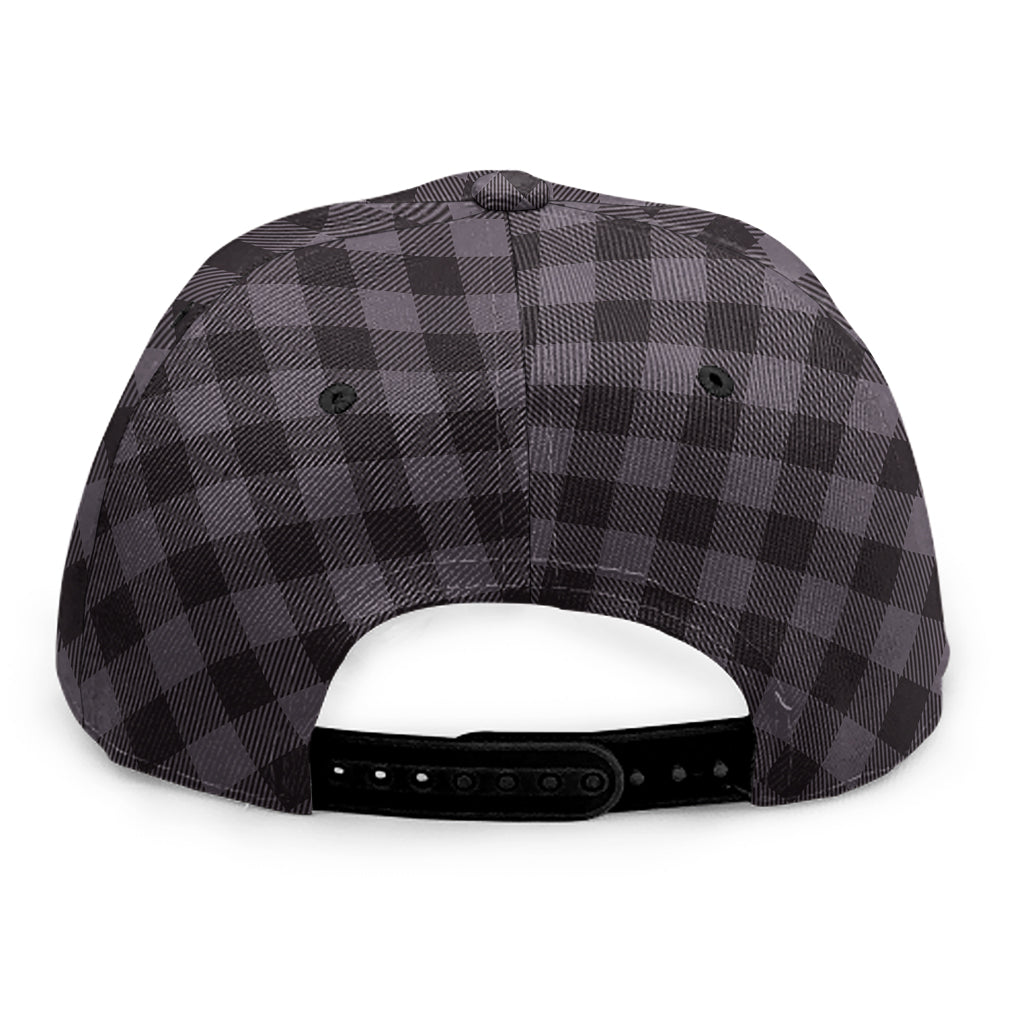 Grey Buffalo Plaid Pattern Print Snapback Cap