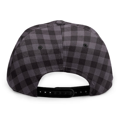 Grey Buffalo Plaid Pattern Print Snapback Cap