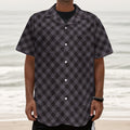 Grey Buffalo Plaid Pattern Print Textured Short Sleeve Shirt