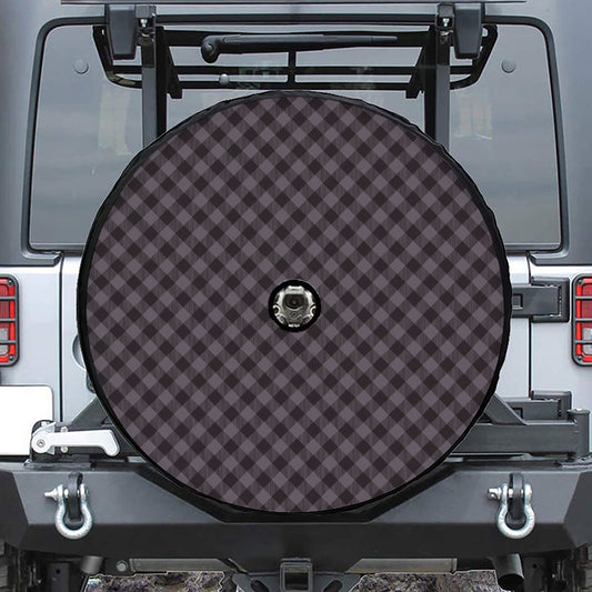 Grey Buffalo Plaid Pattern Print Tire Cover With Camera Hole