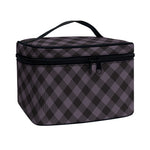 Grey Buffalo Plaid Pattern Print Travel Makeup Bag