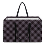 Grey Buffalo Plaid Pattern Print Utility Tote Bag
