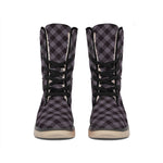 Grey Buffalo Plaid Pattern Print Winter Boots