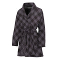 Grey Buffalo Plaid Pattern Print Women's Bathrobe