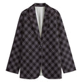 Grey Buffalo Plaid Pattern Print Women's Blazer