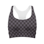 Grey Buffalo Plaid Pattern Print Women's Sports Bra