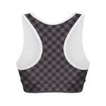 Grey Buffalo Plaid Pattern Print Women's Sports Bra