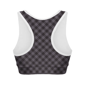 Grey Buffalo Plaid Pattern Print Women's Sports Bra