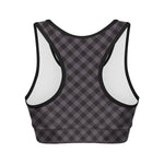 Grey Buffalo Plaid Pattern Print Women's Sports Bra