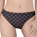 Grey Buffalo Plaid Pattern Print Women's Thong