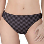 Grey Buffalo Plaid Pattern Print Women's Thong
