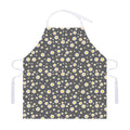 Grey Daisy Floral Pattern Print Adjustable Apron