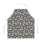 Grey Daisy Floral Pattern Print Adjustable Apron