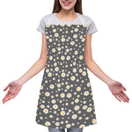 Grey Daisy Floral Pattern Print Adjustable Apron