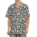 Grey Daisy Floral Pattern Print Aloha Shirt