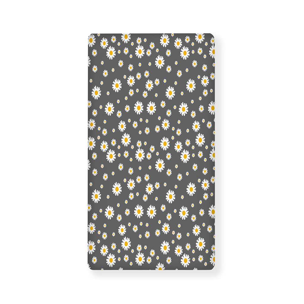 Grey Daisy Floral Pattern Print Baby Crib Sheet