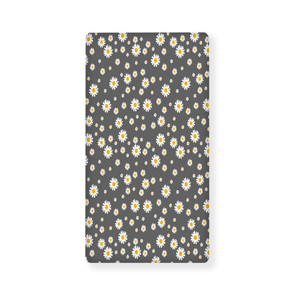 Grey Daisy Floral Pattern Print Baby Crib Sheet
