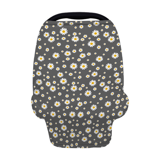 Grey Daisy Floral Pattern Print Baby Seat Cover