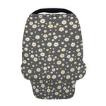 Grey Daisy Floral Pattern Print Baby Seat Cover