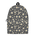 Grey Daisy Floral Pattern Print School Backpack
