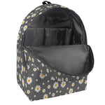 Grey Daisy Floral Pattern Print Backpack