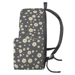 Grey Daisy Floral Pattern Print Backpack