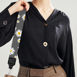 Grey Daisy Floral Pattern Print Bag Strap