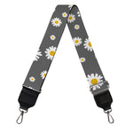 Grey Daisy Floral Pattern Print Bag Strap
